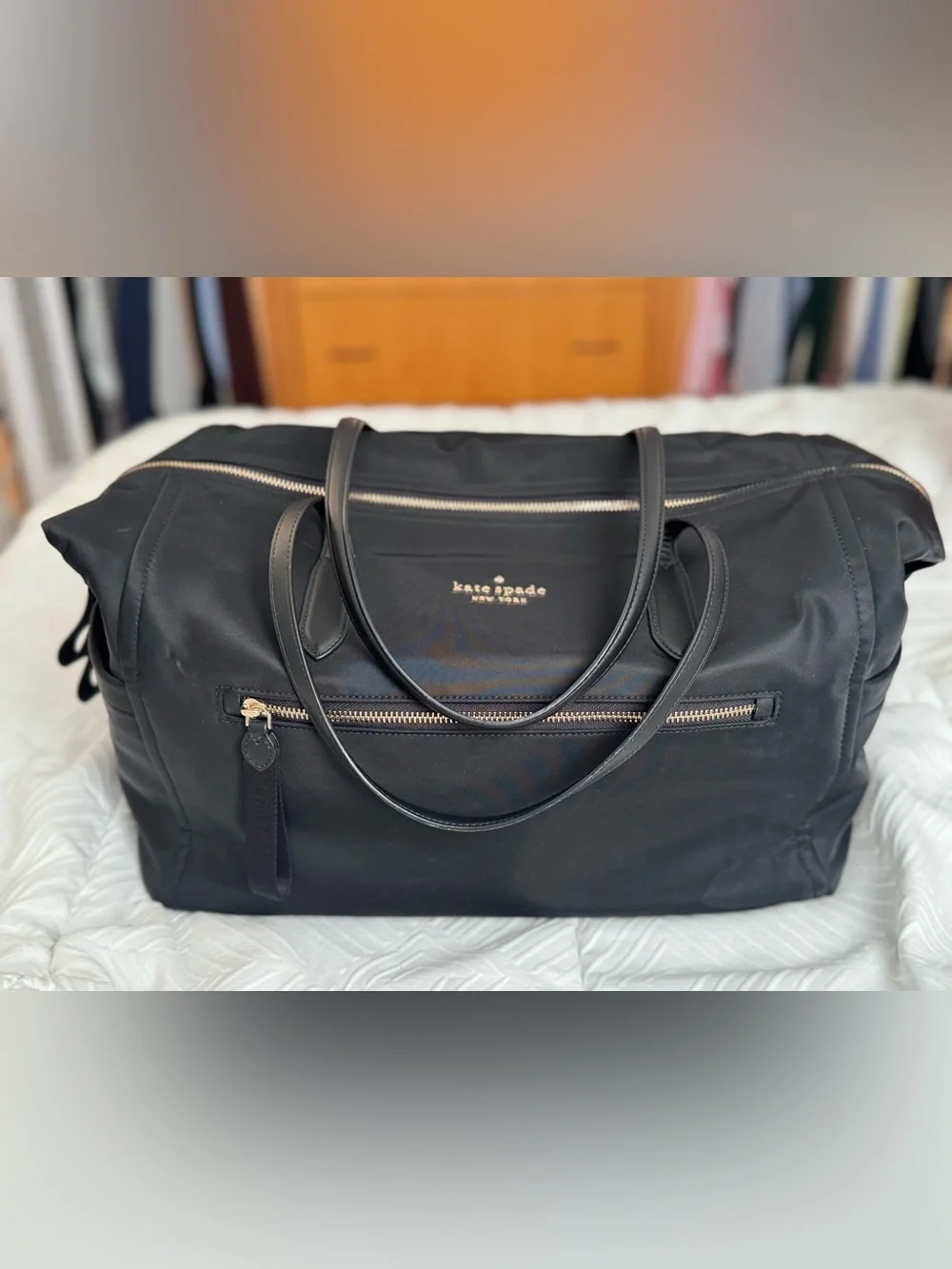 Kate Spade Black Duffle Bag With Gold Hardware